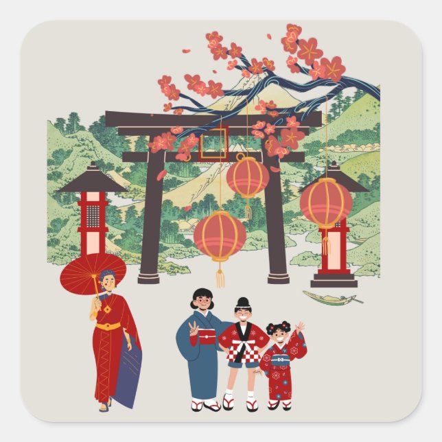 Pegatina Cuadrada Holiday phone case (Anverso)