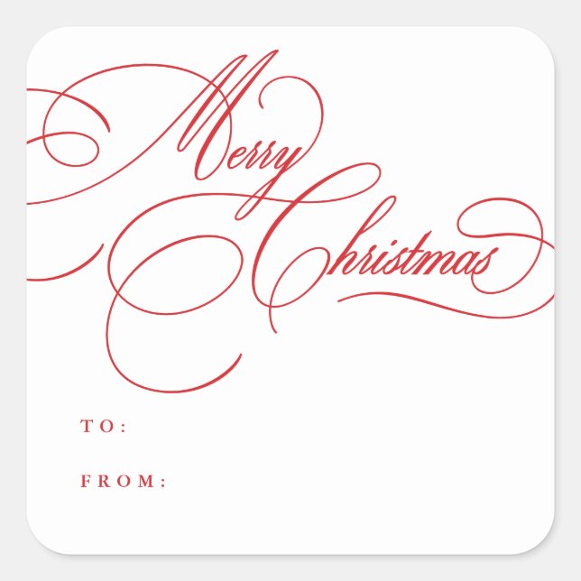 Pegatina Cuadrada Holiday Script Merry Christmas Sticker Labels (Anverso)