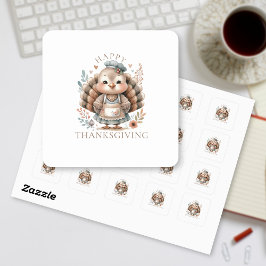 Pegatina Cuadrada Holiday Turquía Añadir texto Personalizado