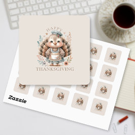 Pegatina Cuadrada Holiday Turquía Añadir texto Personalizado