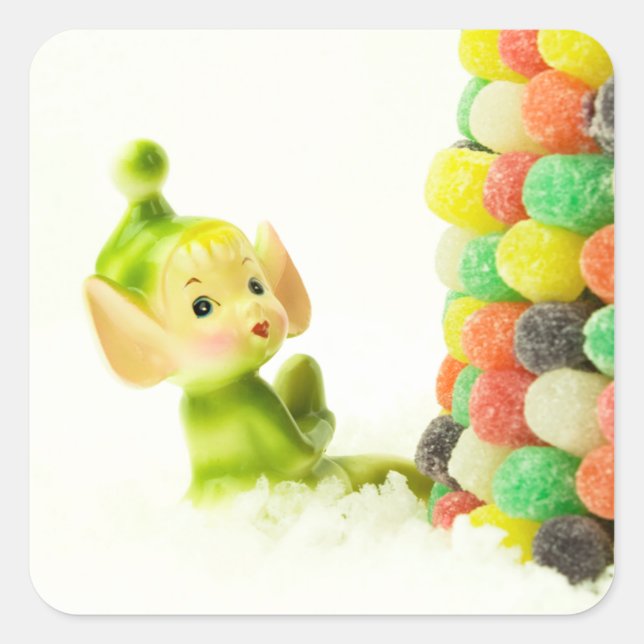 Pegatina Cuadrada Holly el elfo del Pixie (Anverso)