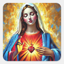 Pegatina Cuadrada Holly Mary Maria Madonna Mariana Virgin Mary