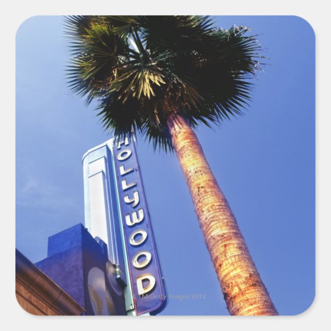 Pegatina Cuadrada Hollywood Boulevard, Los Ángeles (Anverso)