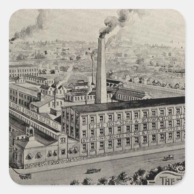 Pegatina Cuadrada Holmes & Edwards Silver Co (Anverso)