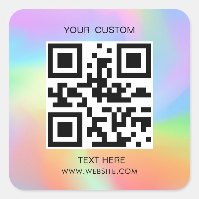 Pegatina Cuadrada Holograma, Código QR simple Código QR personalizad (Anverso)