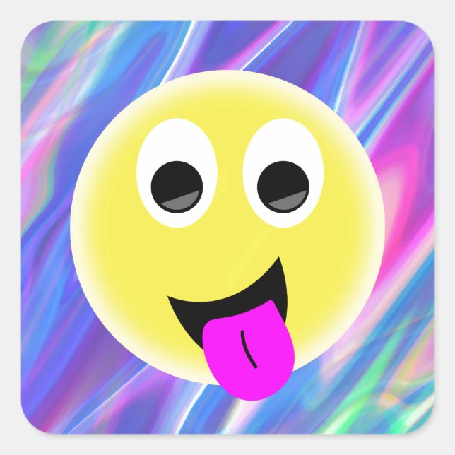 Pegatina Cuadrada Holograma de emoji (Anverso)
