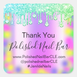 Pegatina Cuadrada Holograma Gracias Diamond Drits Nail Hot Pink