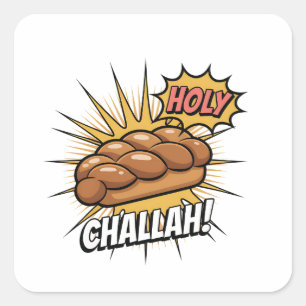 Pegatina Cuadrada Holy Challah Funny Jewish Hanukkah Jew