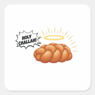 Pegatina Cuadrada Holy Challah Hanukkah Judío Jew Bread