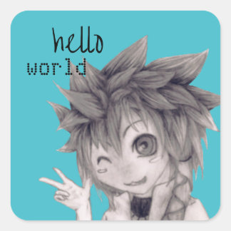 Pegatina Cuadrada Hombre animador, dibujo original