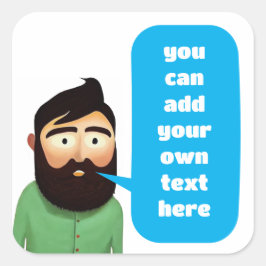 Pegatina Cuadrada Hombre con barba