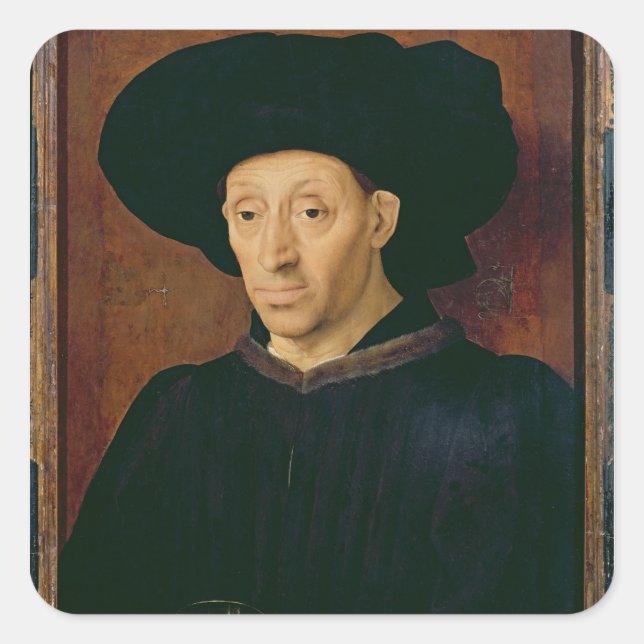 Pegatina Cuadrada Hombre con un vaso de vino (Anverso)