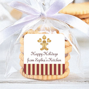 Pegatina Cuadrada Hombre de Jengibre Bonito Galleta de Navidad Caser