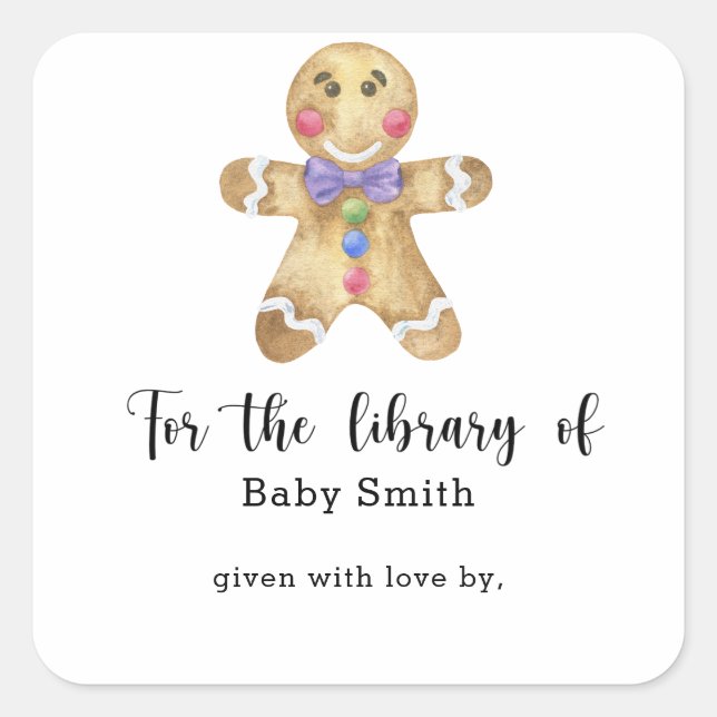 Pegatina Cuadrada Hombre de jengibre - para la biblioteca de (Anverso)