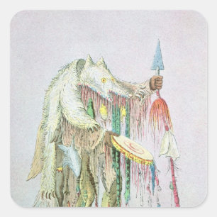 Pegatina Cuadrada Hombre de medicina de pie negro