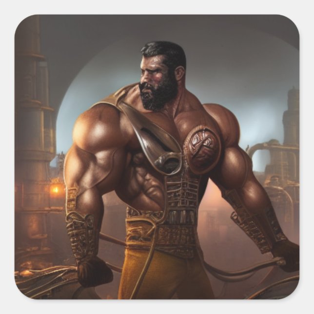 Pegatina Cuadrada Hombre fuerte (Anverso)