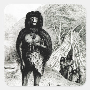 Pegatina Cuadrada Hombre Fugiano