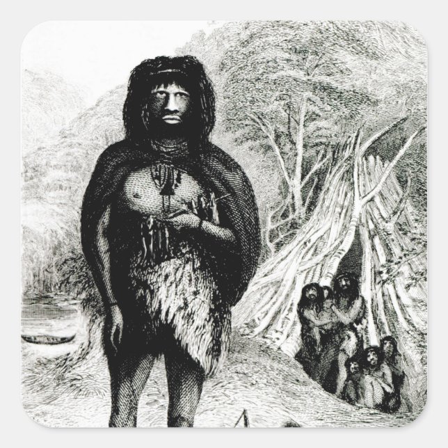 Pegatina Cuadrada Hombre Fugiano (Anverso)