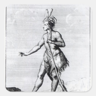 Pegatina Cuadrada Hombre Iroquois, habitante de Canadá