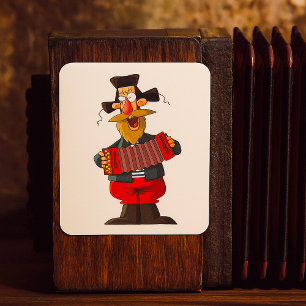 Pegatina Cuadrada Hombre Jugando El Acordeón