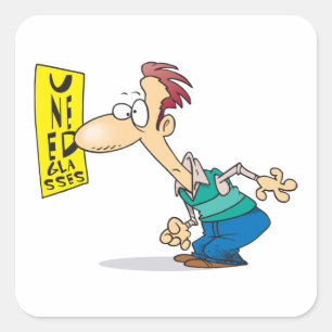 Pegatina Cuadrada Hombre leyendo un gráfico de ojos