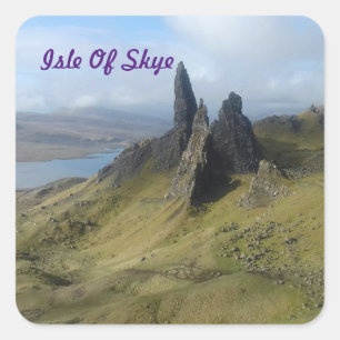 Pegatina Cuadrada Hombre Mayor De La Isla Storr De Skye