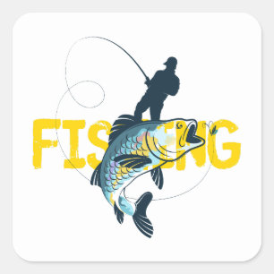 Pegatina Cuadrada Hombre pescador