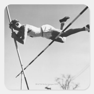 Pegatina Cuadrada Hombre Pole Vaulter