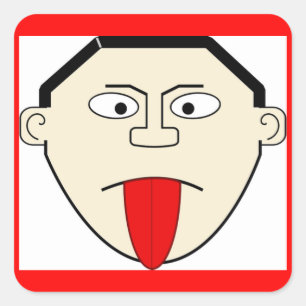 PEGATINA CUADRADA HOMBRE SALIENDO SU LENGUA