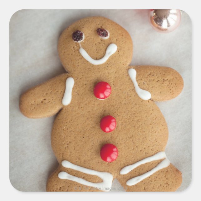 Pegatina Cuadrada Hombre sonriente de jengibre (Anverso)