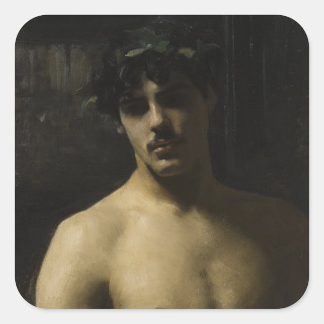 Pegatina Cuadrada Hombre vistiendo Laureles (Anverso)