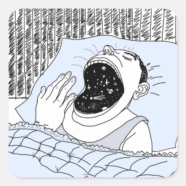 PEGATINA CUADRADA HOMBRE Y COSMOS (Anverso)