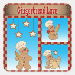 Pegatina Cuadrada Hombres de pan de jengibre de la galleta del