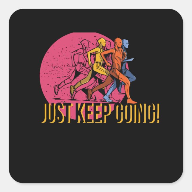 Pegatina Cuadrada Hombres en fuga (Anverso)