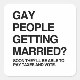 PEGATINA CUADRADA HOMBRES GAYS CASADOS