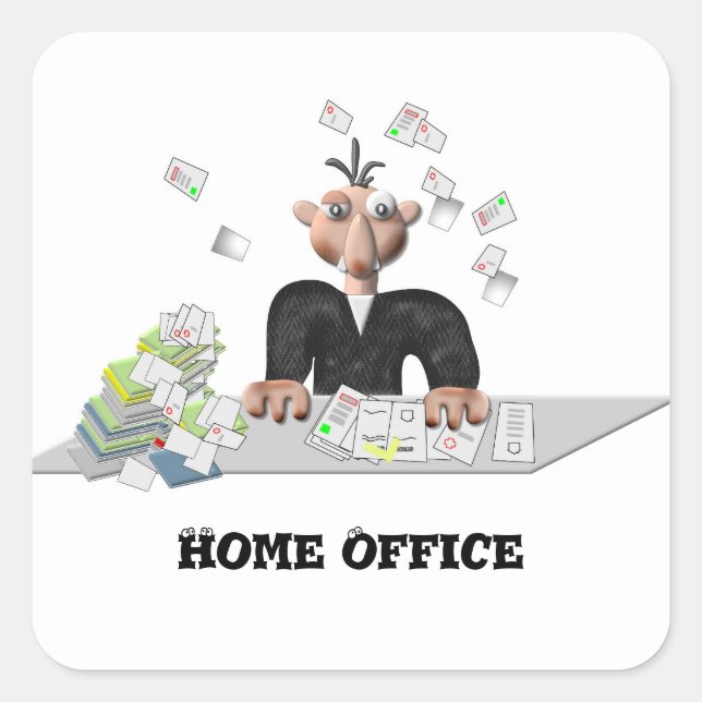 Pegatina Cuadrada Home Office , Personalizado (Anverso)