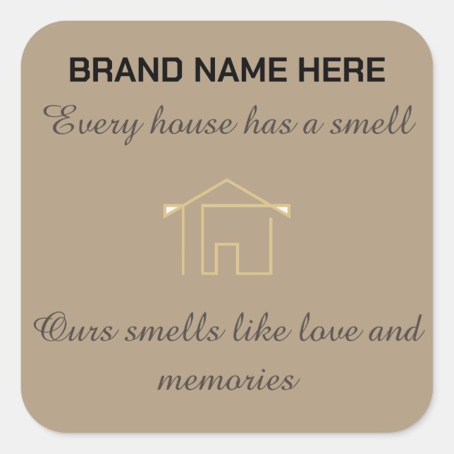 Pegatina Cuadrada Home Scent Candle Label | Customize with Your Logo (Anverso)