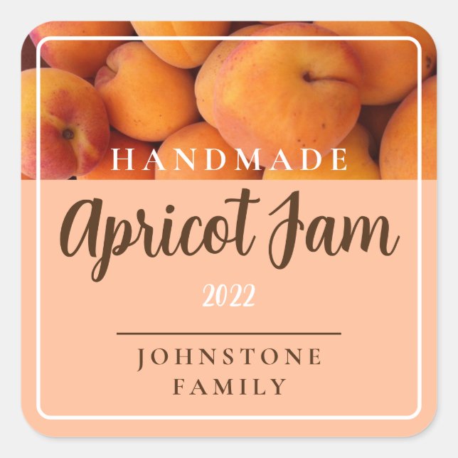 Pegatina Cuadrada Homemade Apricot Jam Square Stickers (Anverso)