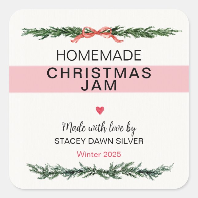 Pegatina Cuadrada Homemade Christmas Jam Canning Sticker (Anverso)