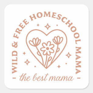 Pegatina Cuadrada Homeschool mamá mamá floral cottagecore estética