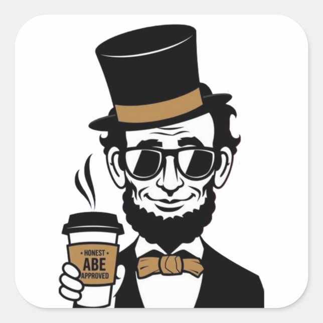 Pegatina Cuadrada Honesto Abe (Anverso)