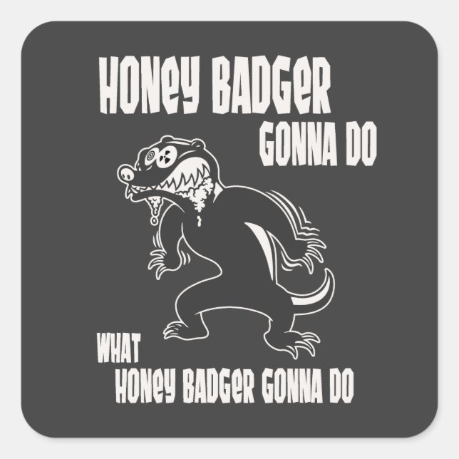 Pegatina Cuadrada Honey Badger (Anverso)