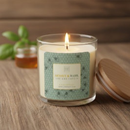 Pegatina Cuadrada Honey & Basil Personalized Soy Wax Candle Label
