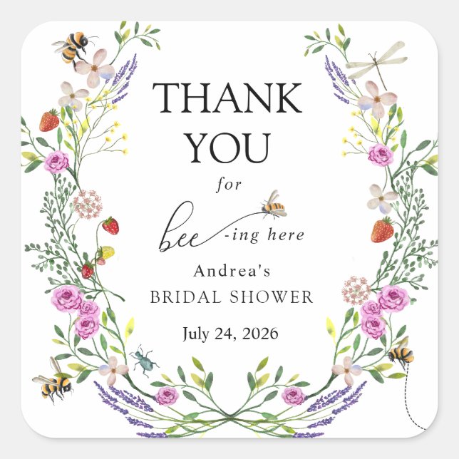 Pegatina Cuadrada Honey Bee | Gracias Por Favor (Anverso)