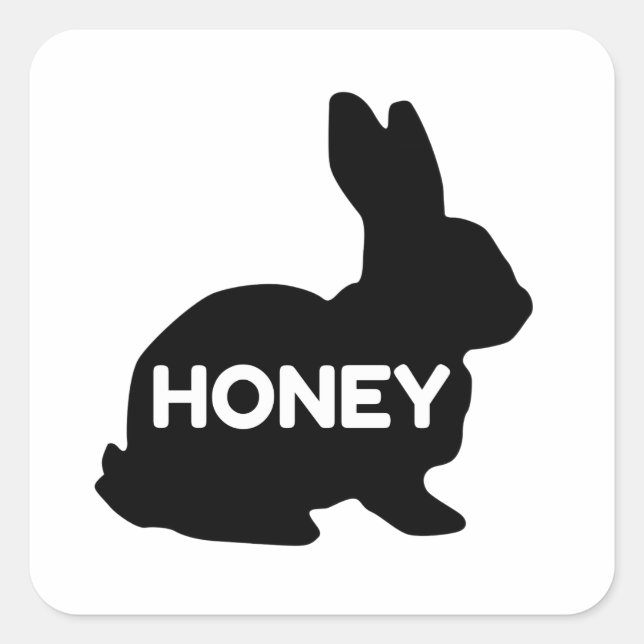 Pegatina Cuadrada Honey Bunny Cute Funny (Anverso)