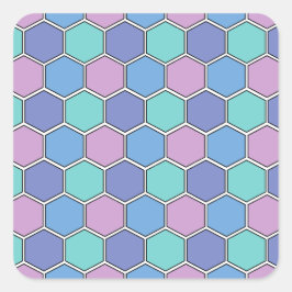 Pegatina Cuadrada Honeycomb Pattern Pastels