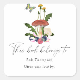 Pegatina Cuadrada Hongos - este libro pertenece a