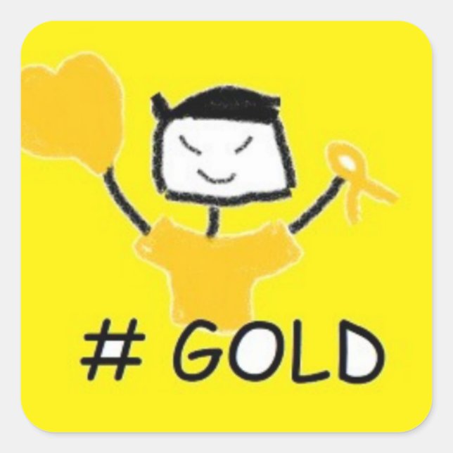 Pegatina Cuadrada Hongos #Gold (Anverso)