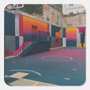 Pegatina Cuadrada Hoop de baloncesto
