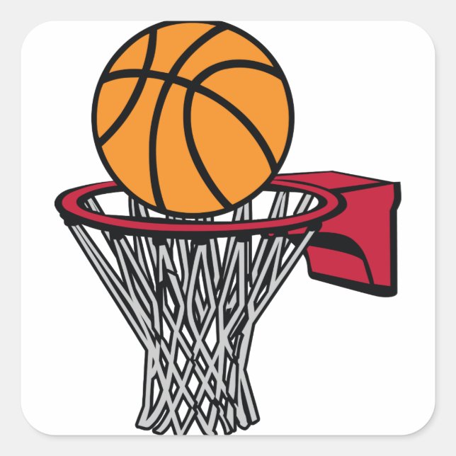 Pegatina Cuadrada Hoop de baloncesto (Anverso)